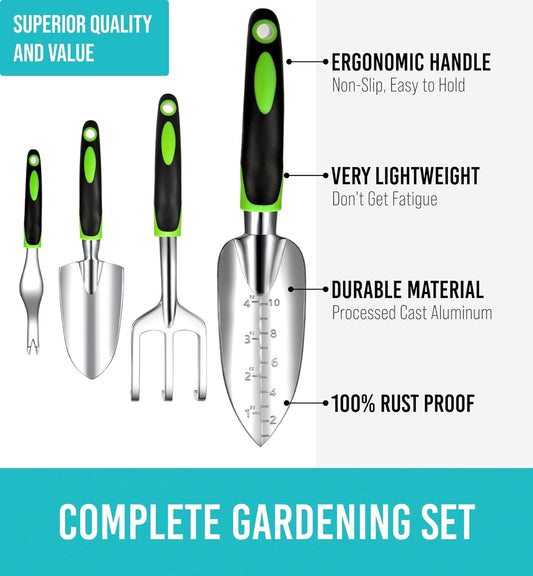 Heavy Duty Gardening Tools - 22-Piece Gardening Gifts for Women, Men, Mom, Dad - Durable, Ergonomic Garden Tools Set